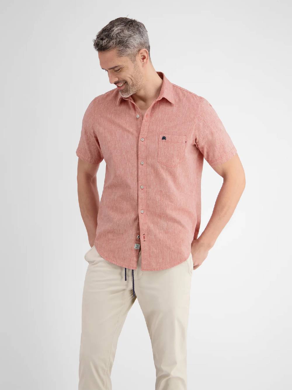 Lerros 2442010 CASUAL KATOENEN LINNEN OVERHEMD (327 DEEP CORAL RED) Bis zu 50% Rabatt