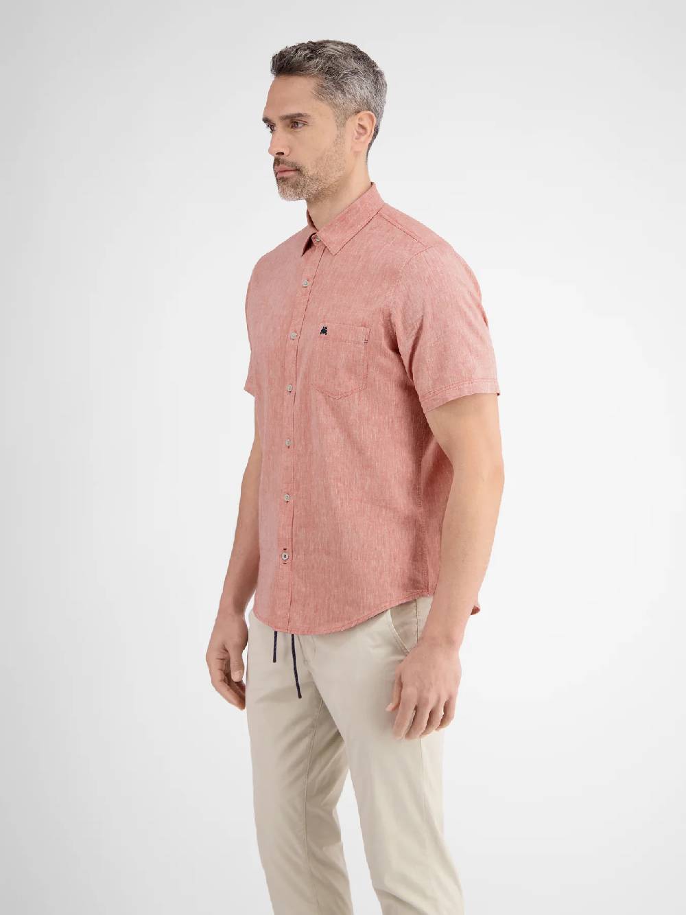 Lerros 2442010 CASUAL KATOENEN LINNEN OVERHEMD (327 DEEP CORAL RED) Bis zu 50% Rabatt