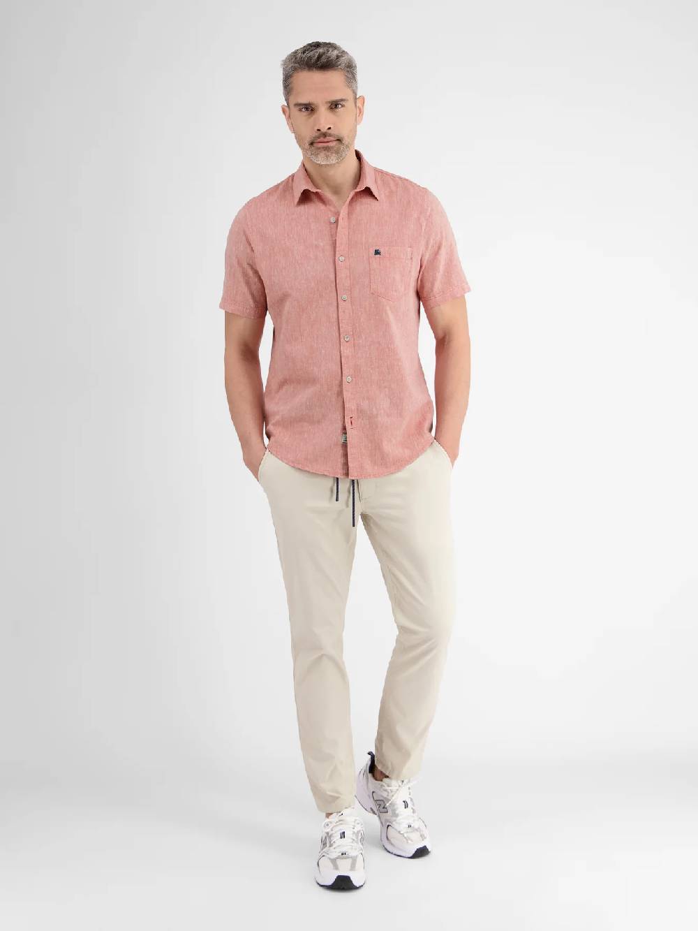 Lerros 2442010 CASUAL KATOENEN LINNEN OVERHEMD (327 DEEP CORAL RED) Bis zu 50% Rabatt