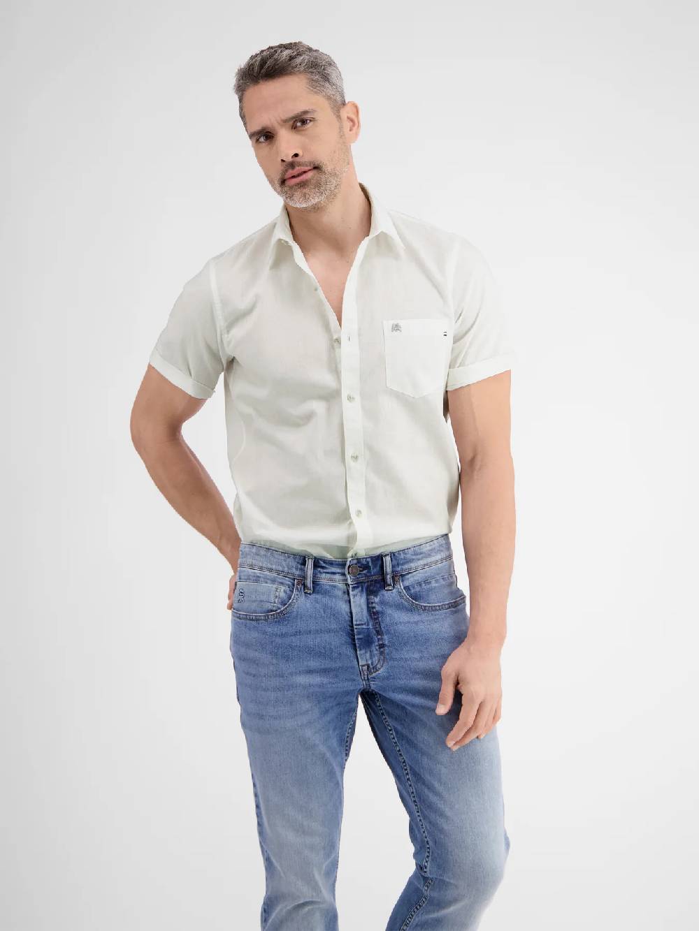 Lerros 2442010 CASUAL KATOENEN LINNEN OVERHEMD (100 WHITE) Bis zu 60% Rabatt
