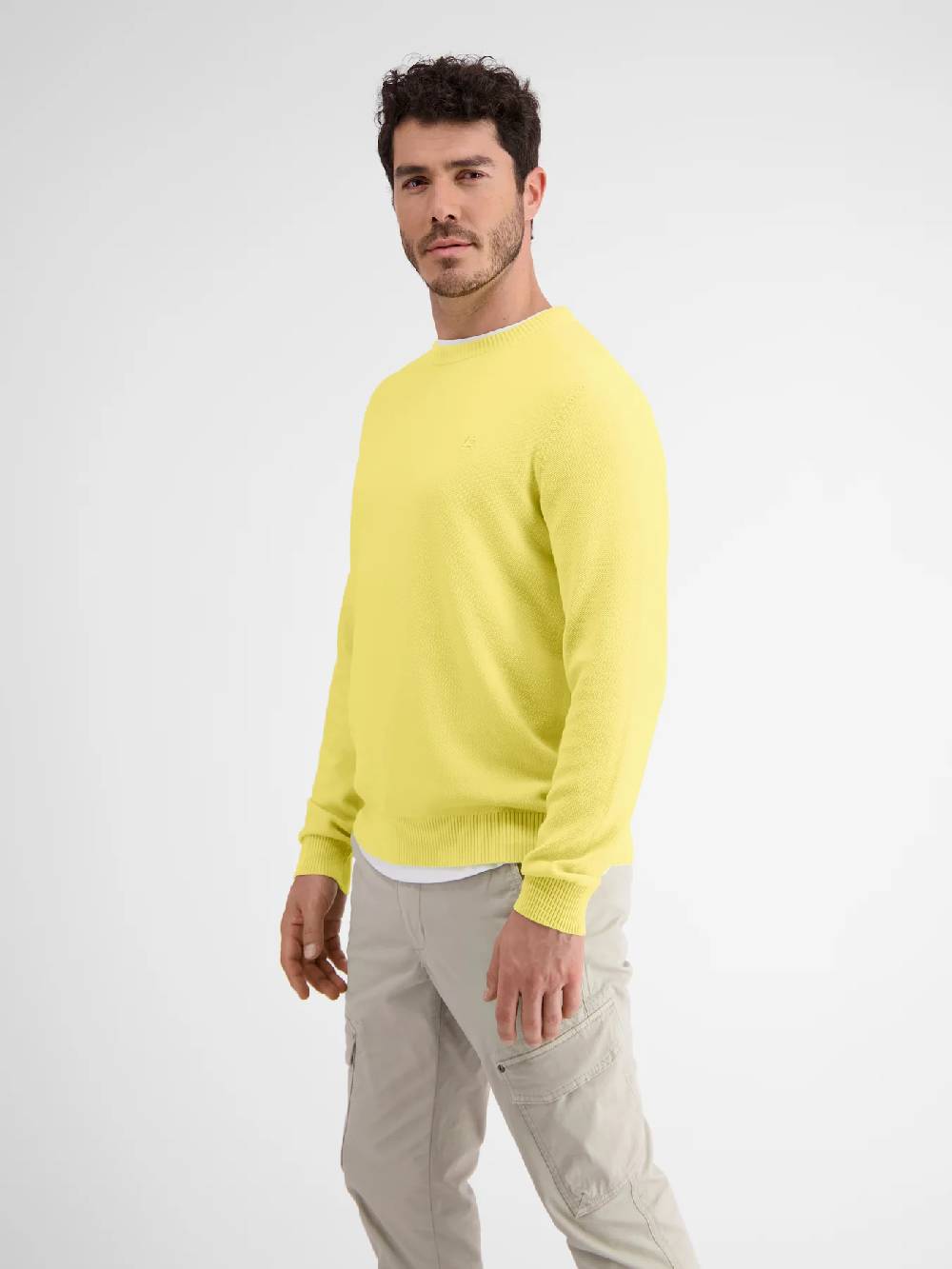 Lerros 23D5001 GEBREIDE TRUI MET RONDE HALS (518 PURE LEMON) Fabrikladen