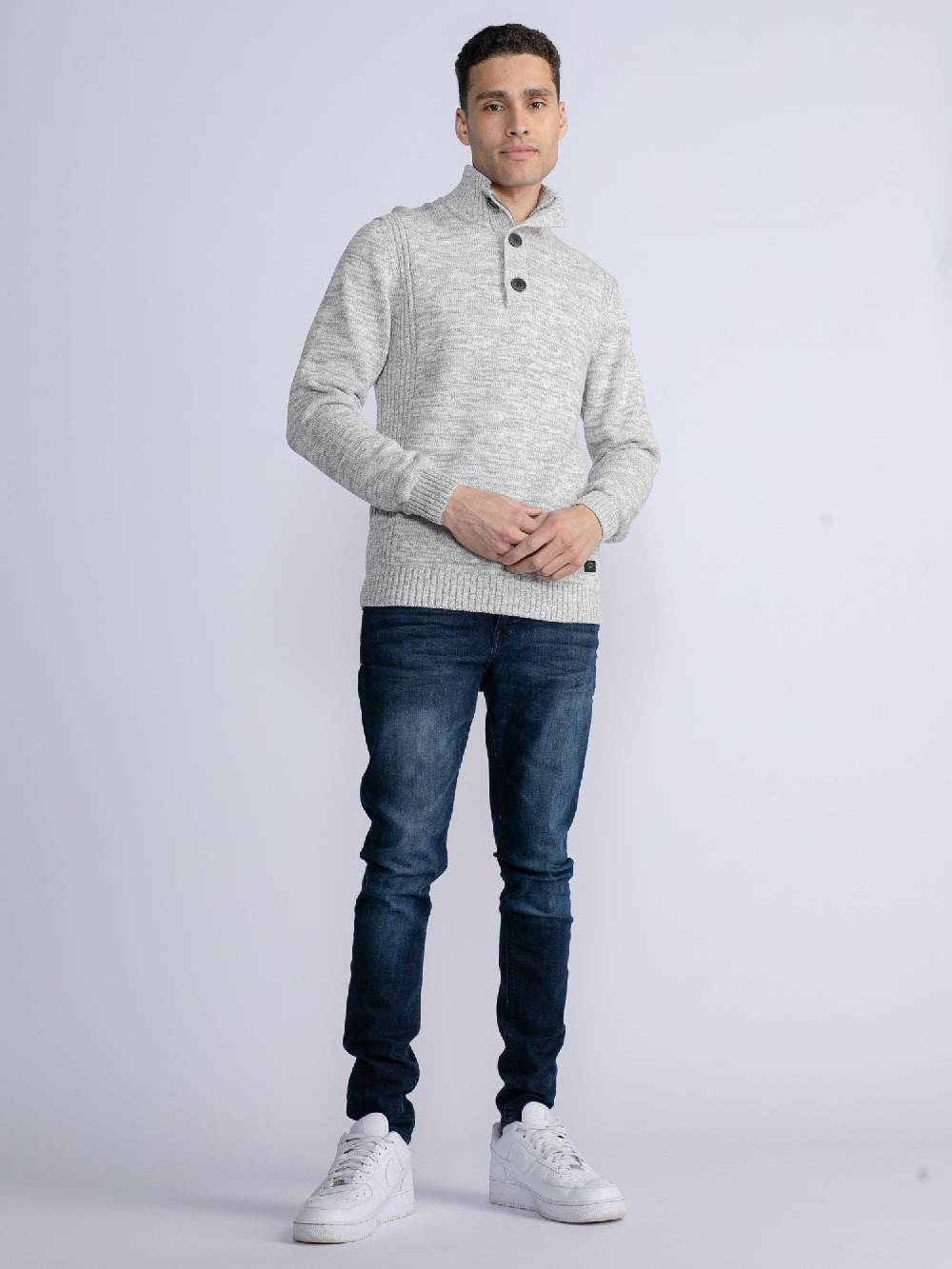 Petrol M-3030-Kwc206 - Men Knitwear Collar (0009 Antique White Melee) Riesige Ersparnisse