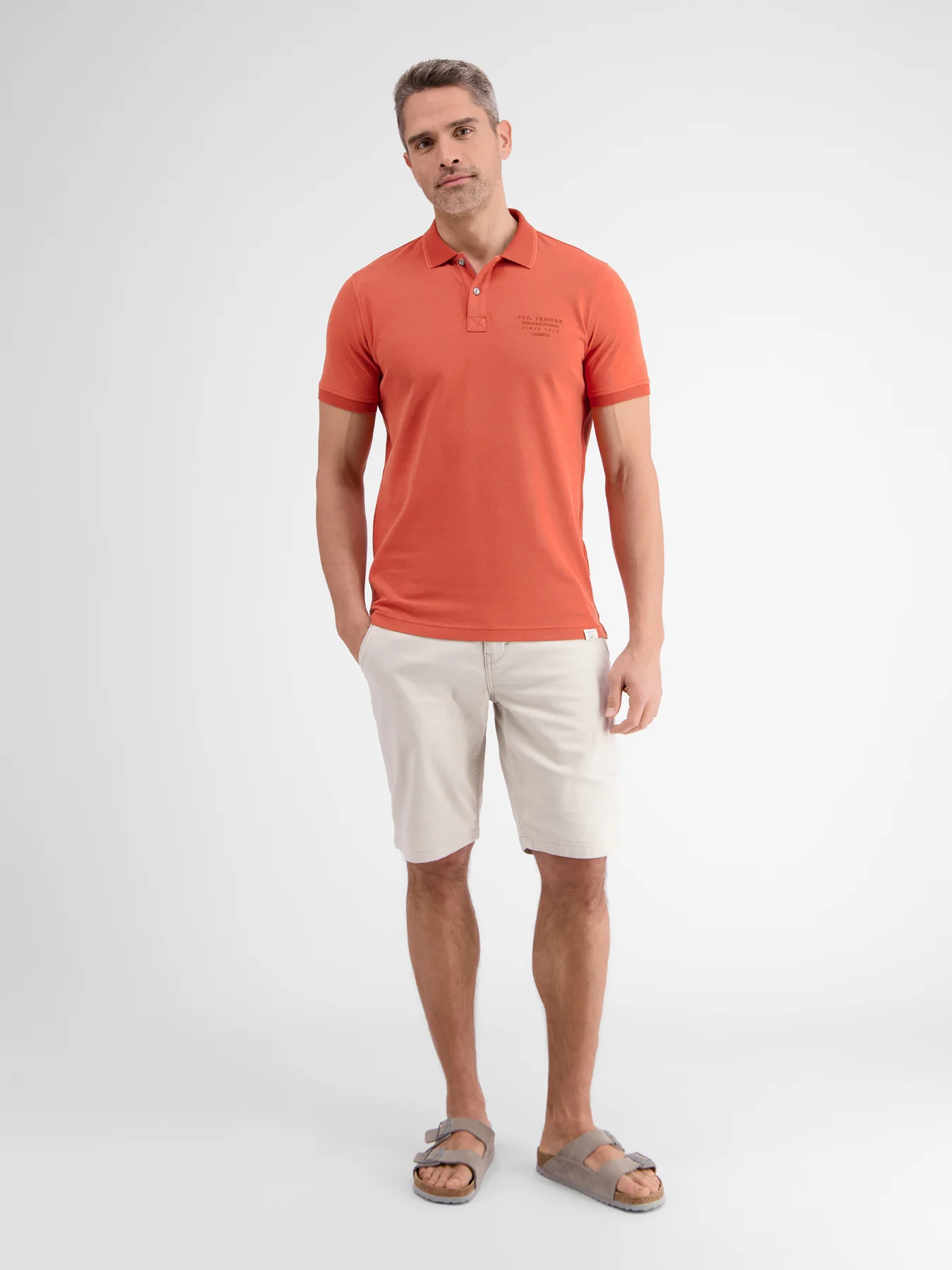 Lerros 2433239 TWEEKLEURIGE POLO (327 DEEP CORAL RED) Günstiger Verkauf