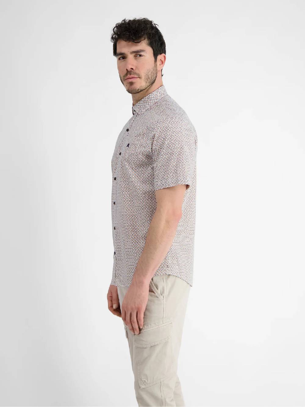 Lerros 2432303 SHIRT MET HALVE MOUW EN GEOMETRISCHE PRINT (927 MELLOW PEACH) Fabrikverkauf