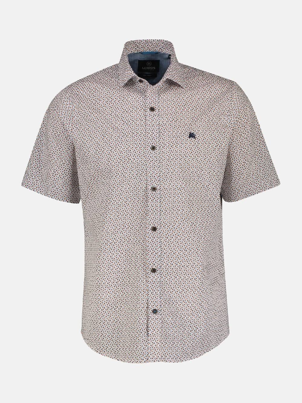 Lerros 2432303 SHIRT MET HALVE MOUW EN GEOMETRISCHE PRINT (927 MELLOW PEACH) Fabrikverkauf