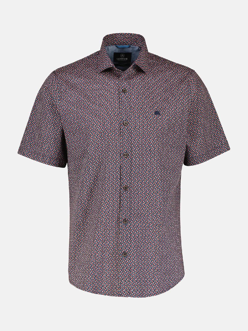 Lerros 2432303 SHIRT MET HALVE MOUW EN GEOMETRISCHE PRINT (485 CLASSIC NAVY) Blitzverkäufe