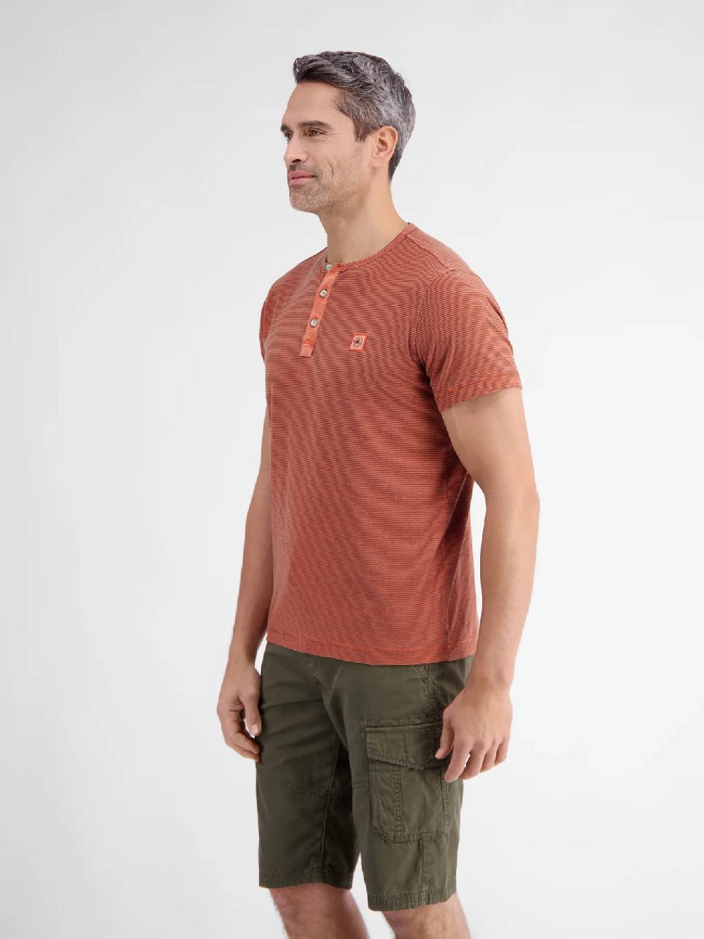 Lerros 2423910 GESTREEPT SERAFINO OVERHEMD (327 DEEP CORAL RED) Sonderangebot