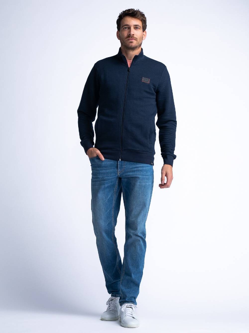 Petrol M-1040-SWC333 MEN VEST COLLAR ZIP (Navy 5178) Saisonschlussverkauf