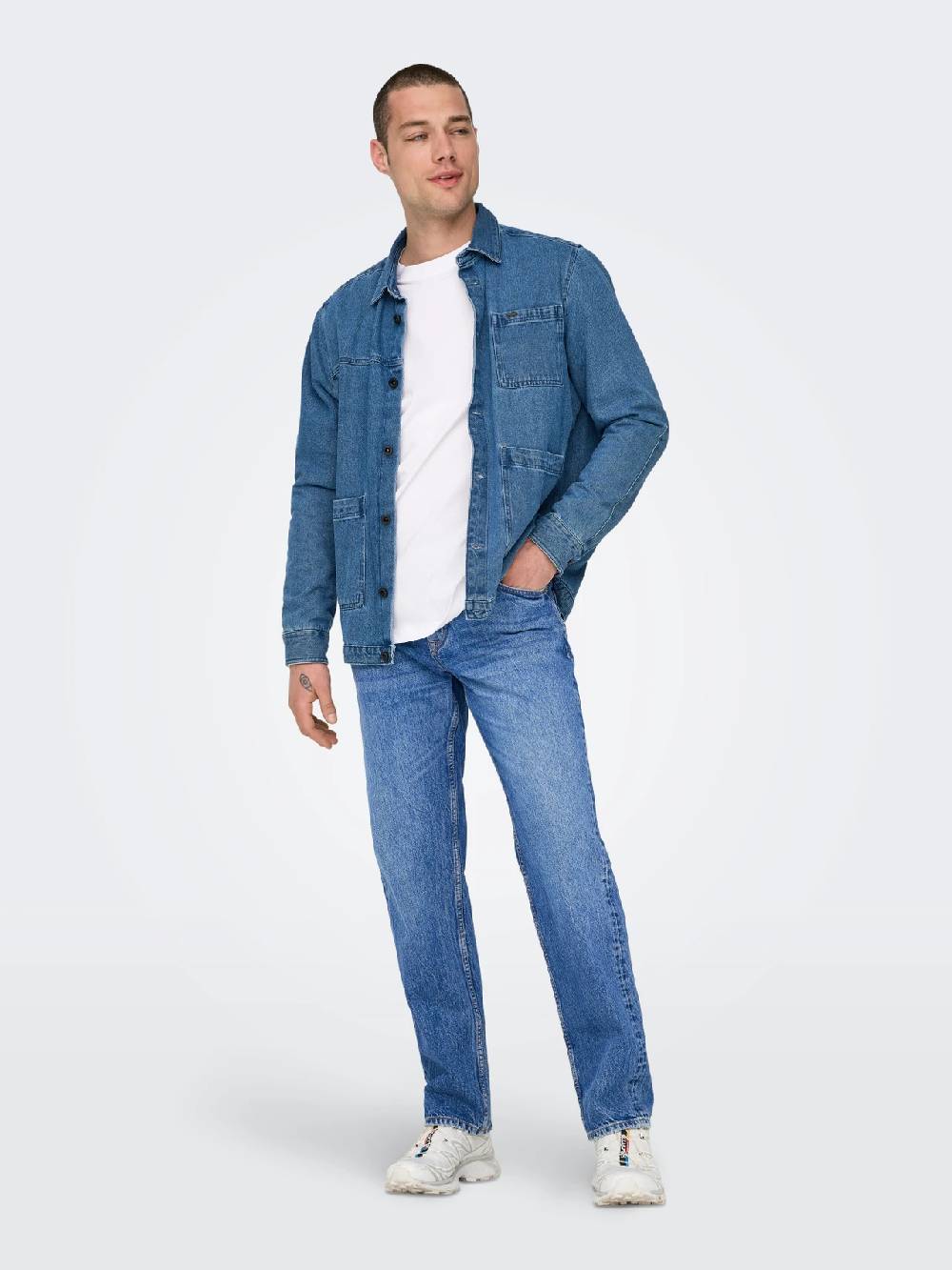 Only & Sons ONSEDGE STRAIGHT BROMO 0017 DOT DNM NOOS Dark Medium Blue Denim Sonderangebot
