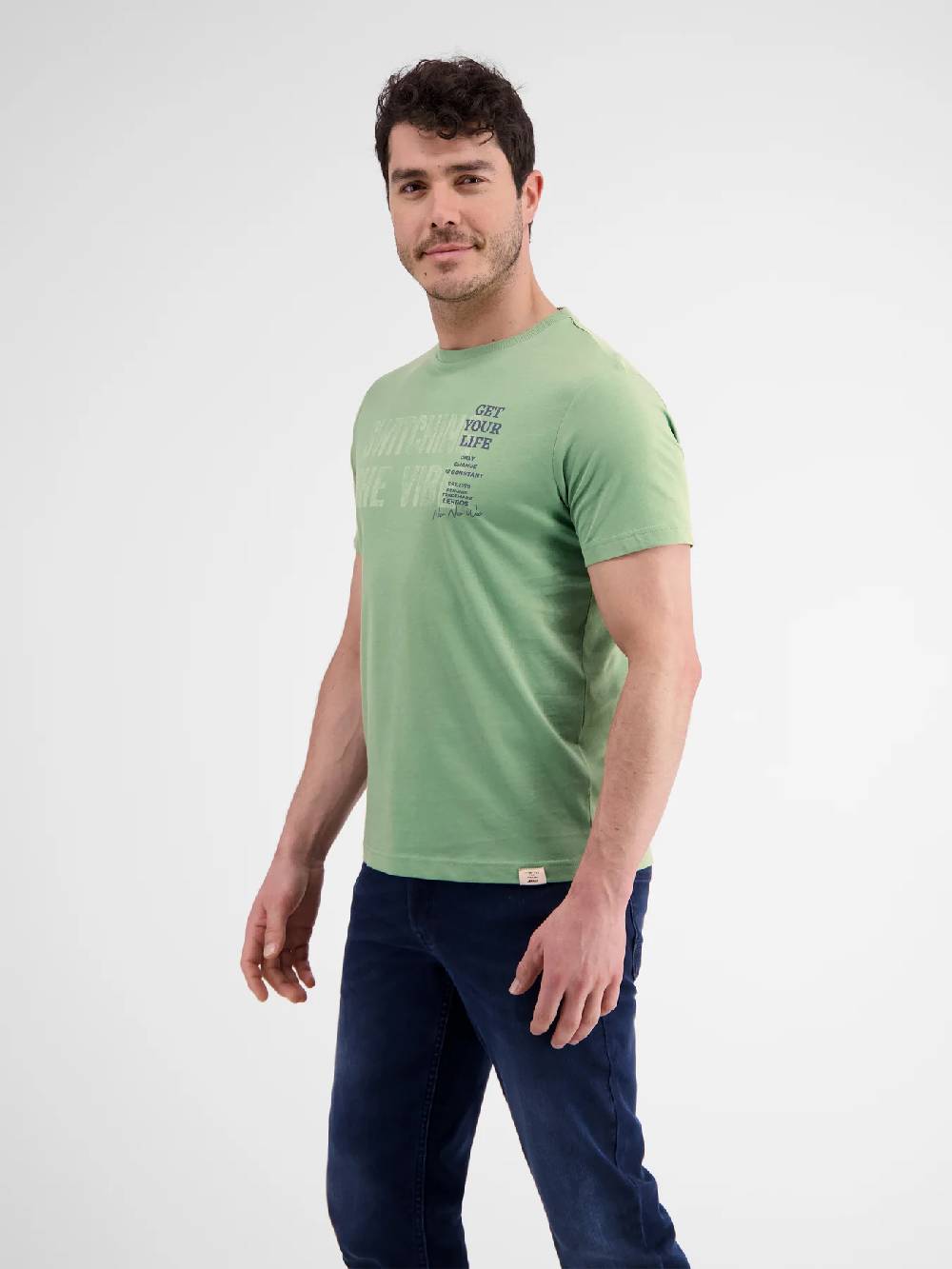 Lerros 2423005 EFFEN T-SHIRT PRINT OP DE BORST (612 SAGE GREEN) Jubiläumsangebot