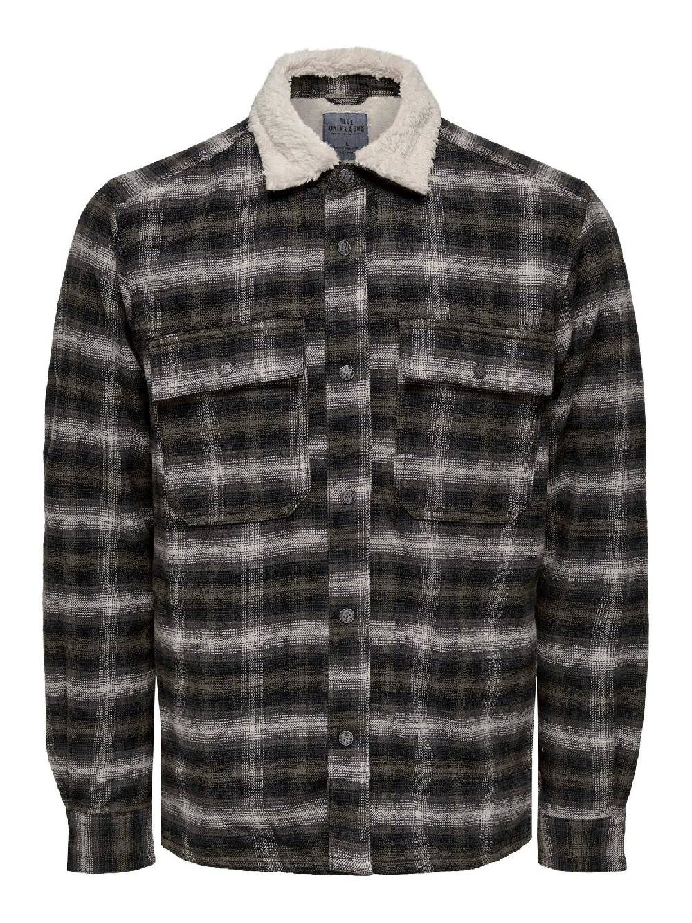 Only & Sons ONSBAZ OVR Teddy Check PKT Sjacket (192819 Canteen) im Angebot