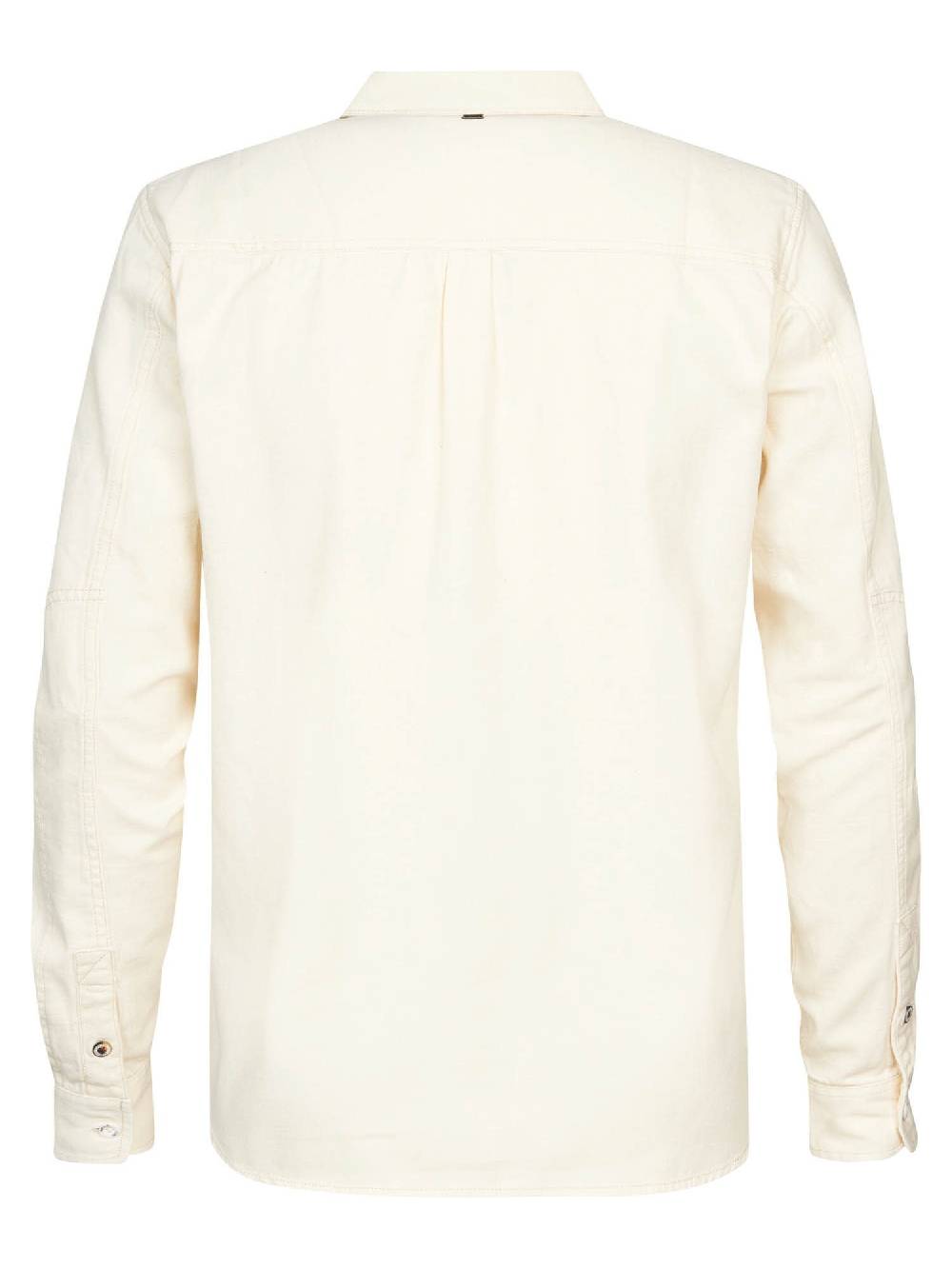 Petrol M-1030-Sil409 - Men Shirt Long Sleeve Uni (0108 Old White) Günstiger Verkauf