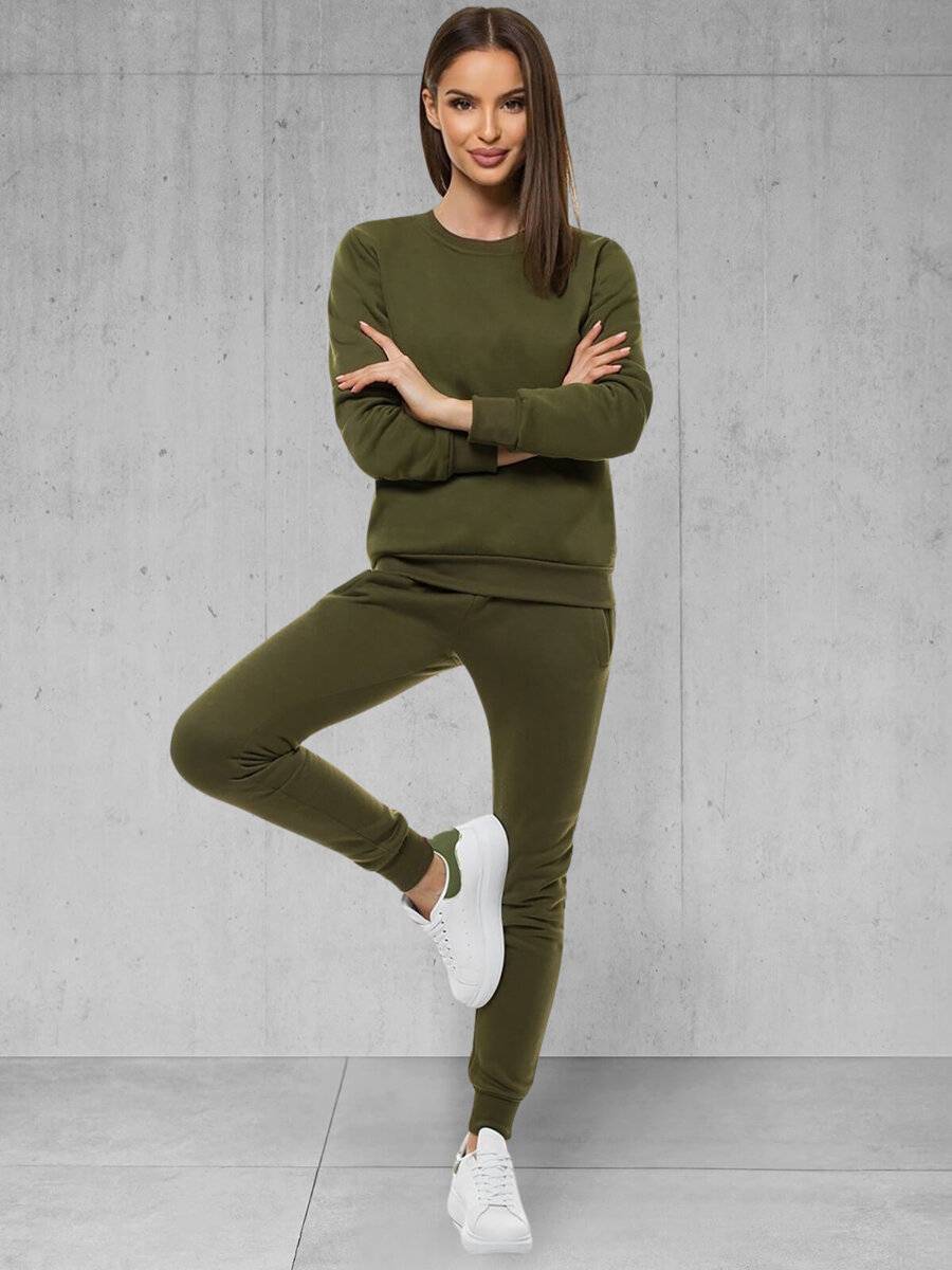 Ozonee Damen Trainingsanzug Khaki OZONEE 51 Fabrikverkauf