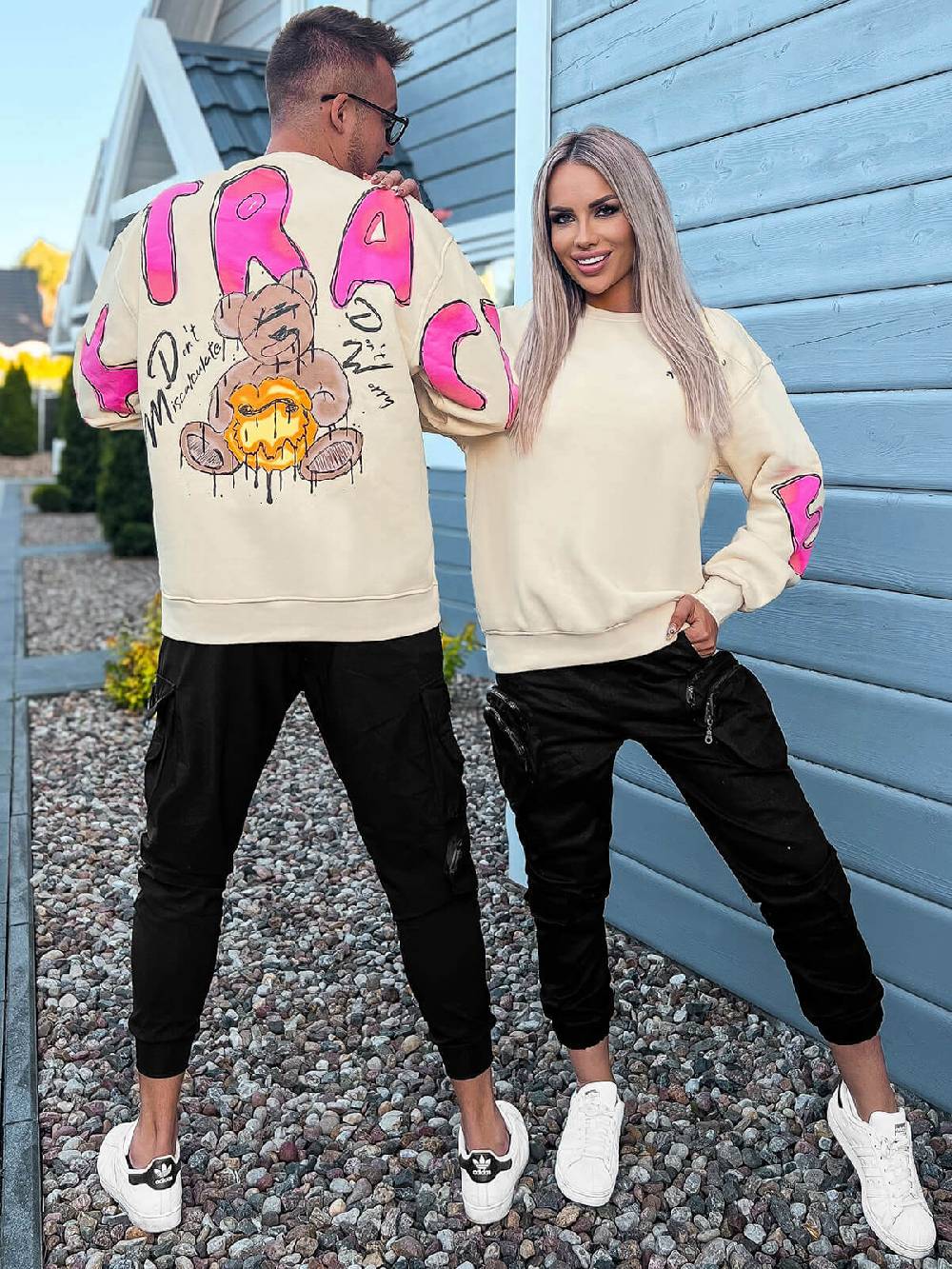 Ozonee Sweatshirts für Paare 17 Beige Online Shopping