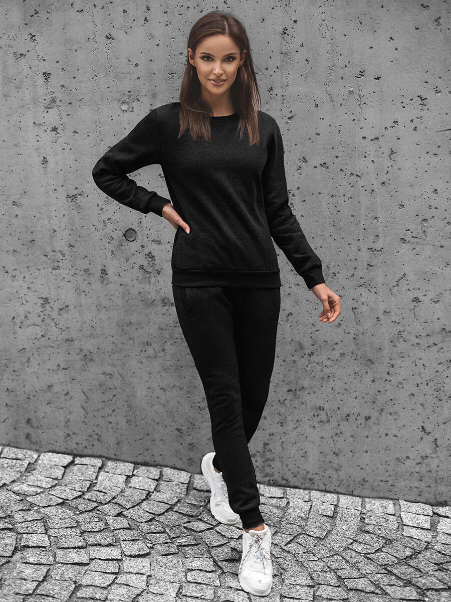 Ozonee Zweiteiliges Trainingsanzug-Set Schwarz OZONEE JS/CKW01 Sonderangebot der Fabrik