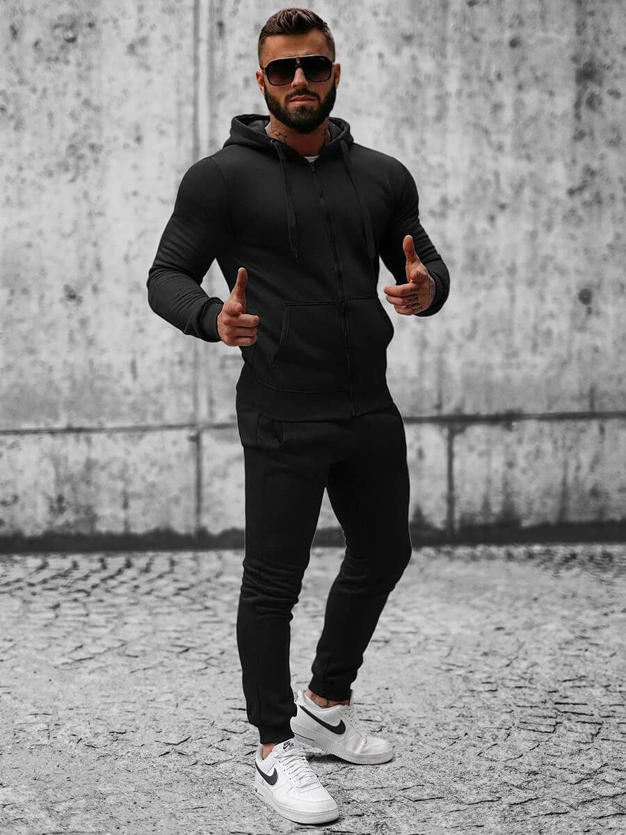 Ozonee Herren Sportanzug Schwarz OZONEE JS/XW2008 Riesige Rabatte
