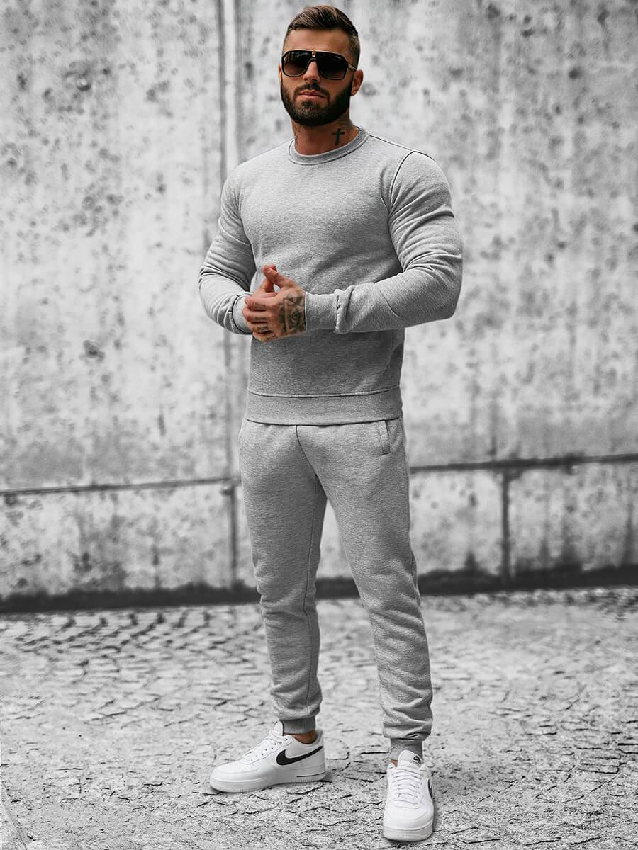 Ozonee Herren Sportanzug Grau OZONEE JS/XW2001 Fabrikladen