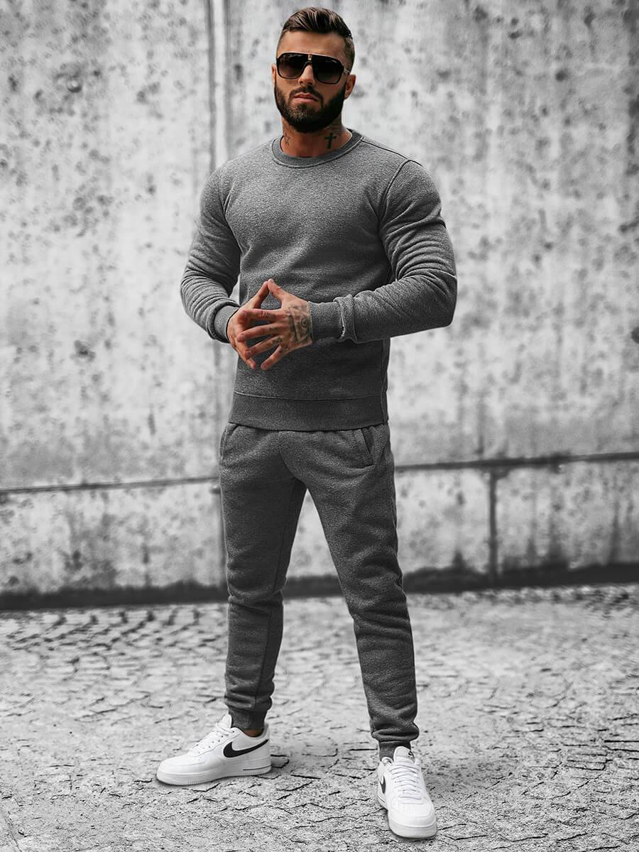 Ozonee Herren Sportanzug Anthrazit OZONEE JS/XW2001 Begrenzt auf 3 Tage