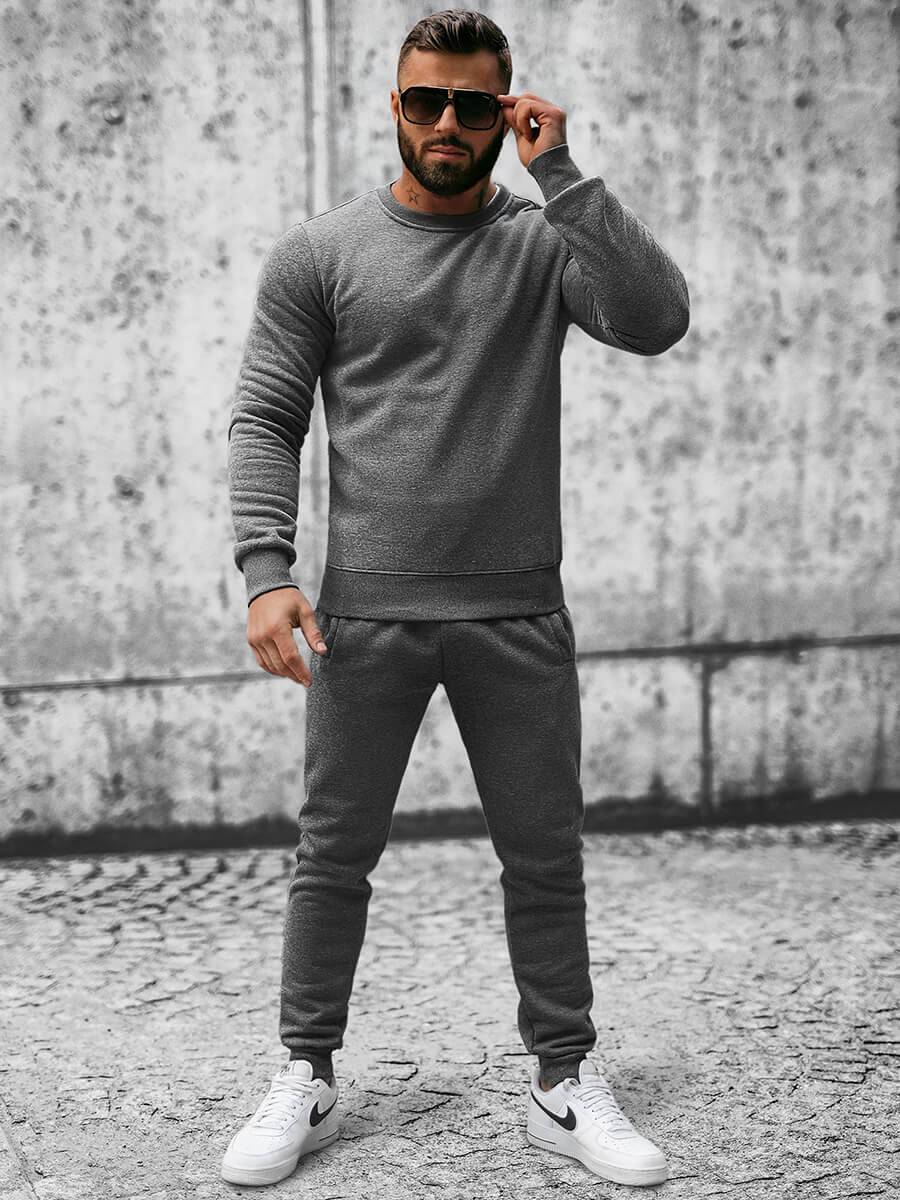 Ozonee Herren Sportanzug Anthrazit OZONEE JS/XW2001 Begrenzt auf 3 Tage