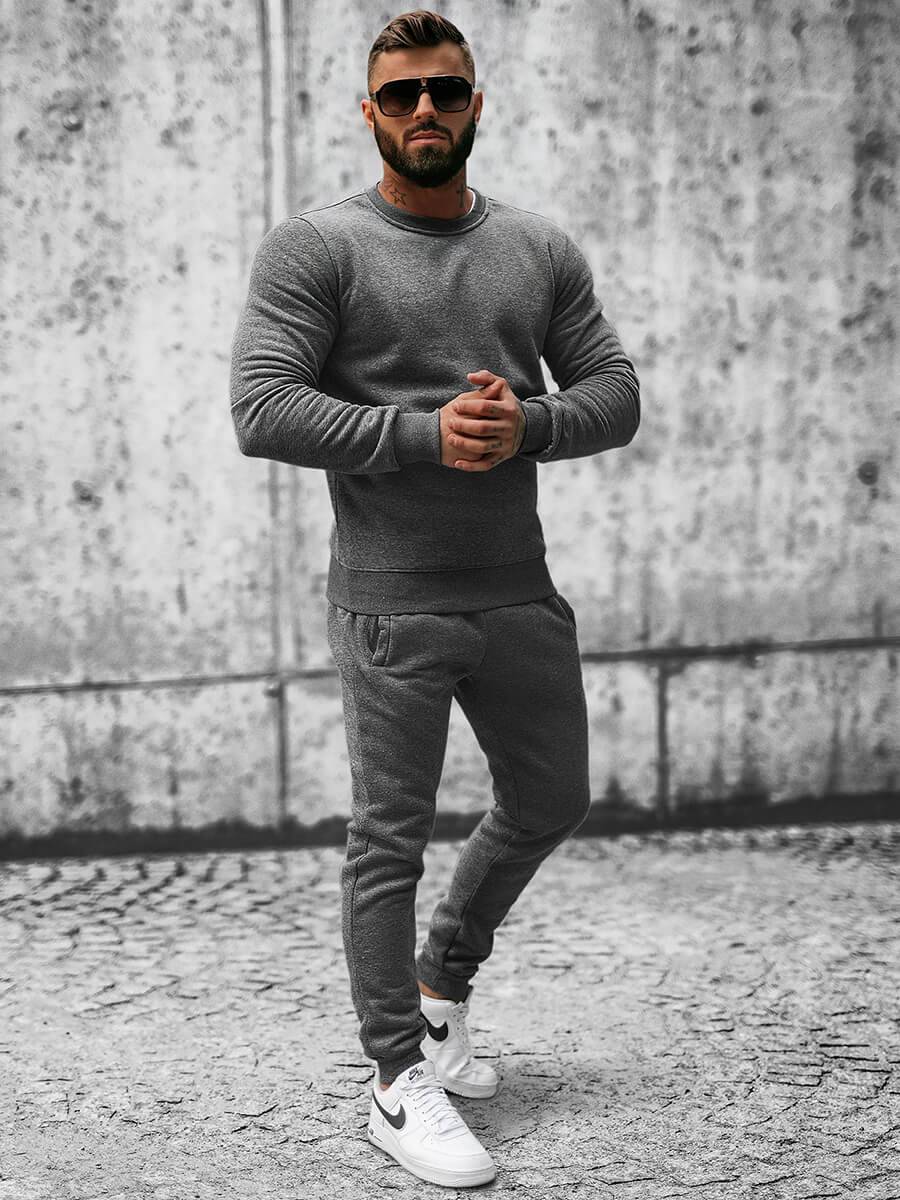 Ozonee Herren Sportanzug Anthrazit OZONEE JS/XW2001 Begrenzt auf 3 Tage