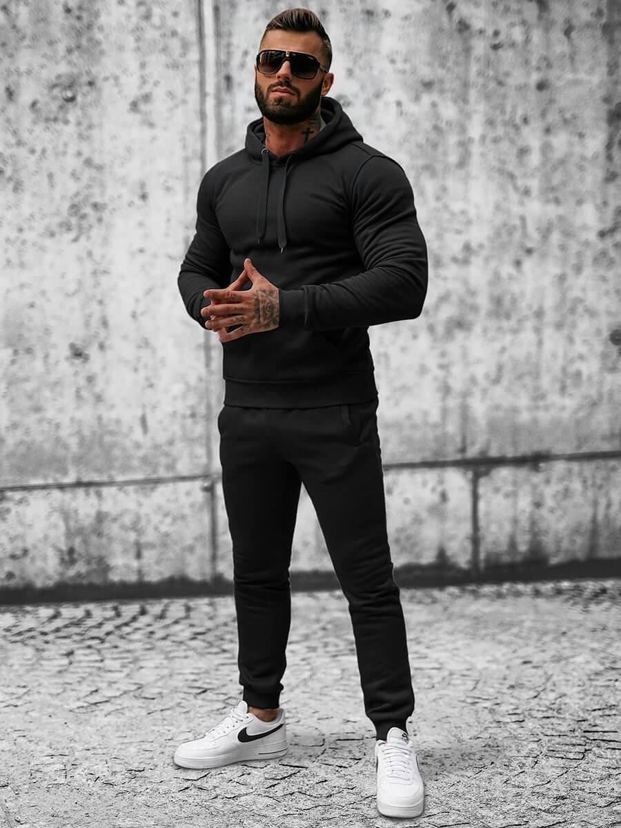 Ozonee Herren Sportanzug Schwarz OZONEE JS/XW2009 Speichern exportieren