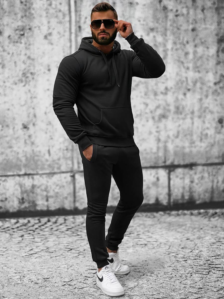 Ozonee Herren Sportanzug Schwarz OZONEE JS/XW2009 Speichern exportieren