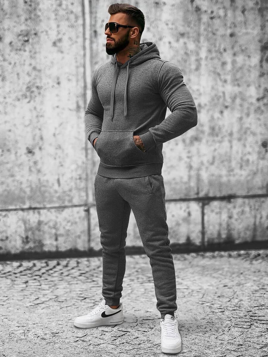 Ozonee Herren Sportanzug Anthrazit OZONEE JS/XW2009 Im Verkauf