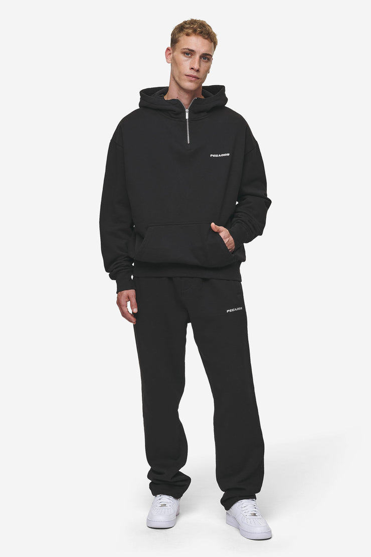 Pegador Logo Oversized Halfzip Hoodie Washed Black 50% Rabatt mit kostenlosem Versand