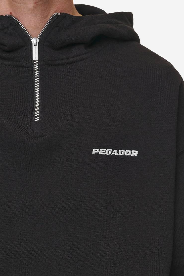 Pegador Logo Oversized Halfzip Hoodie Washed Black 50% Rabatt mit kostenlosem Versand