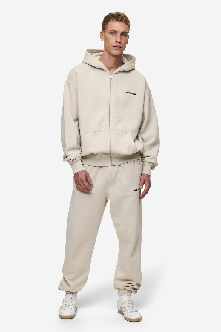 Pegador Logo Oversized Sweat Jacket Washed Light Beige Verkauf