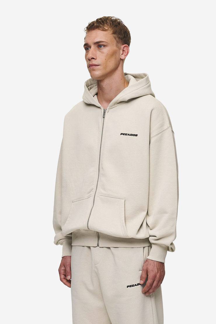 Pegador Logo Oversized Sweat Jacket Washed Light Beige Verkauf