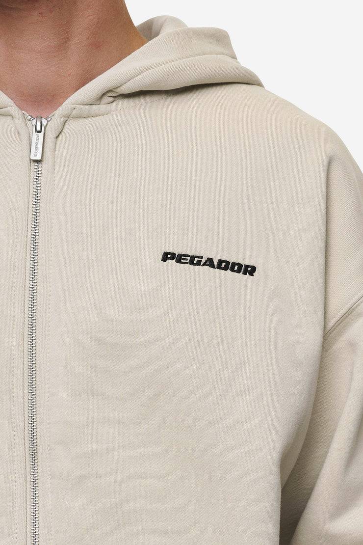 Pegador Logo Oversized Sweat Jacket Washed Light Beige Verkauf