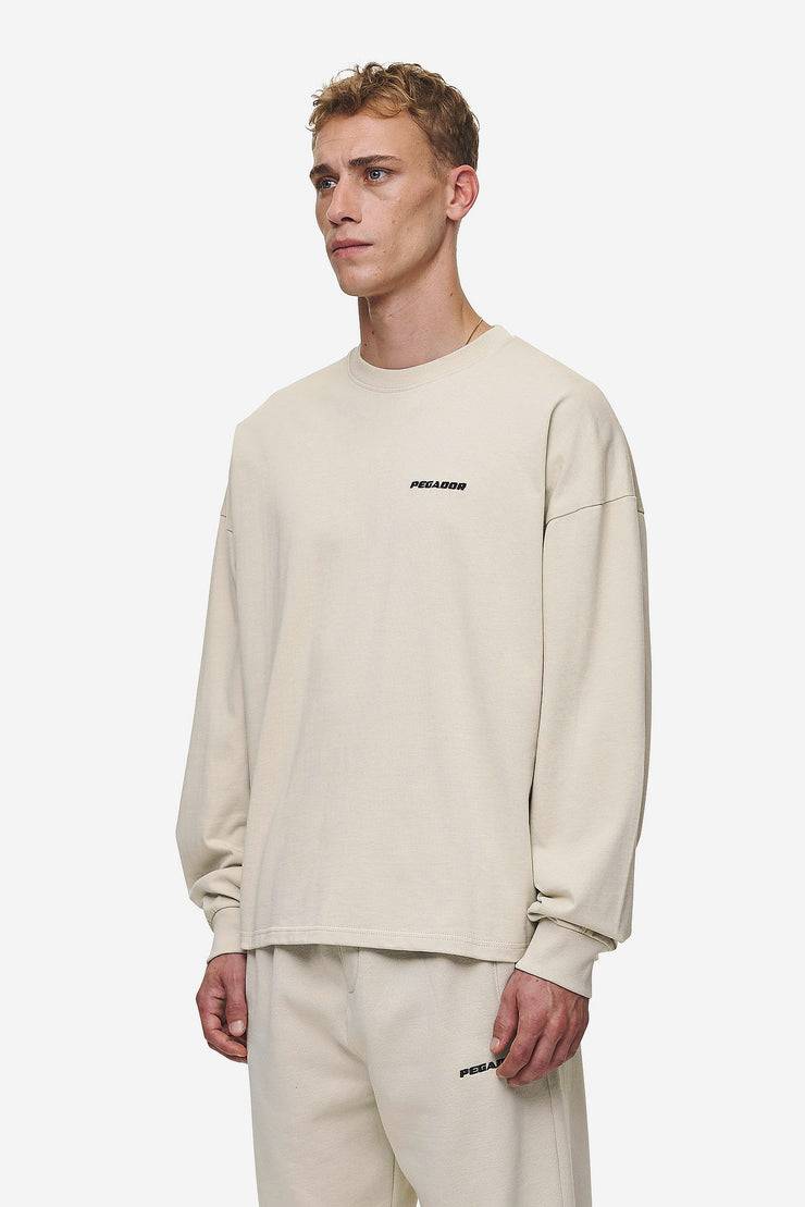 Pegador Rusk Logo Oversized Longsleeve Washed Light Beige Hotsell