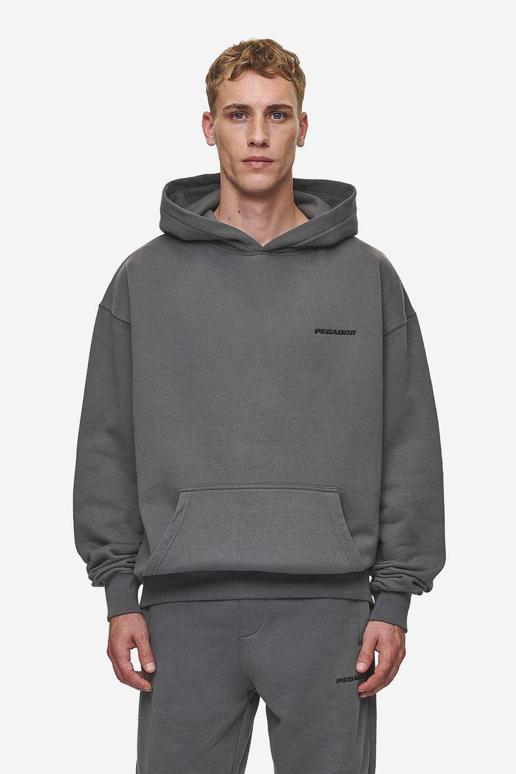 Pegador Logo Oversized Hoodie Washed Anthracite Fabrikverkauf