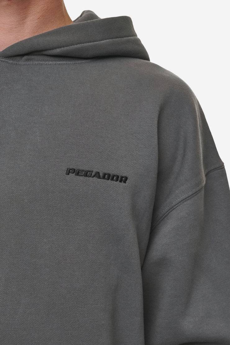 Pegador Logo Oversized Hoodie Washed Anthracite Fabrikverkauf