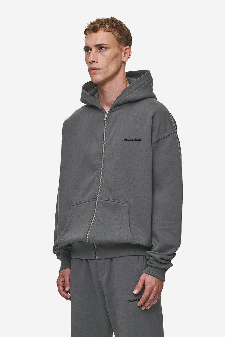 Pegador Logo Oversized Sweat Jacket Washed Anthracite Meist gekauft
