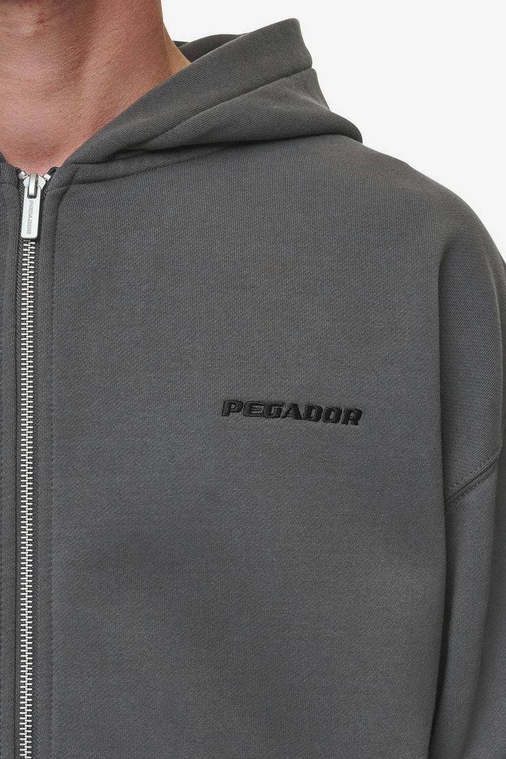 Pegador Logo Oversized Sweat Jacket Washed Anthracite Meist gekauft