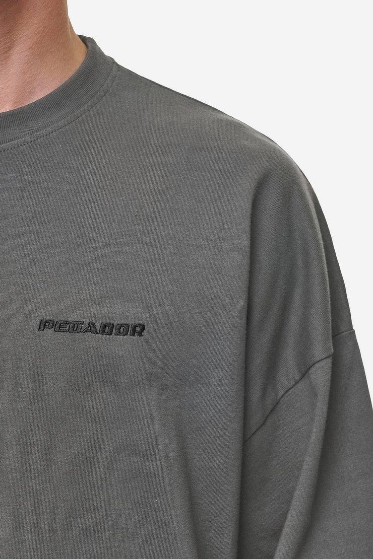 Pegador Rusk Logo Oversized Longsleeve Washed Anthracite Blitzverkäufe