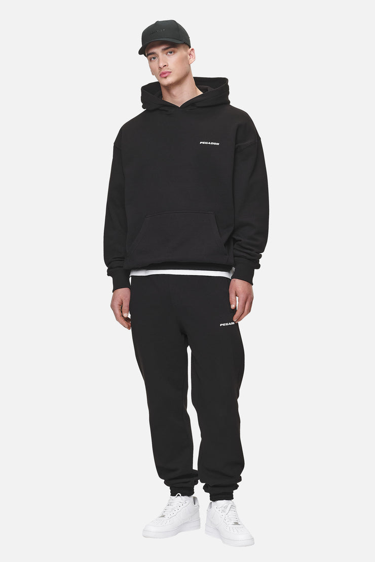 Pegador Logo Oversized Hoodie Washed Black White Gum Saisonschlussverkauf