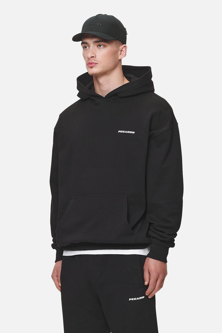 Pegador Logo Oversized Hoodie Washed Black White Gum Saisonschlussverkauf