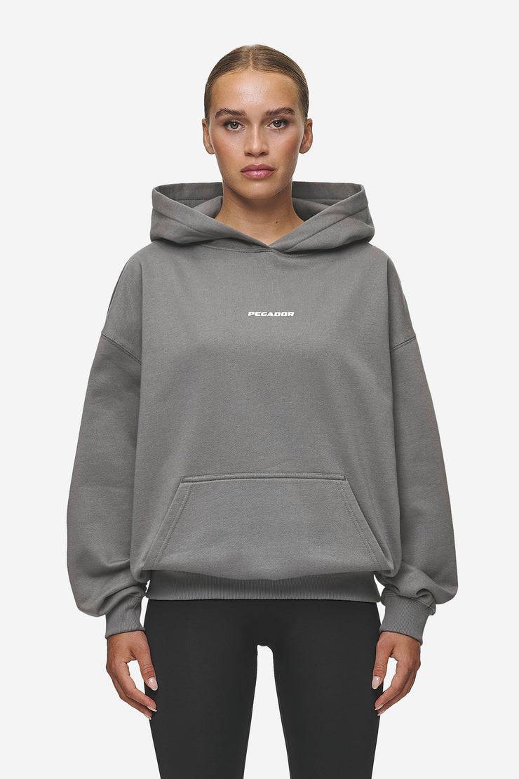 Pegador Clarita Logo Oversized Hoodie Washed Deep Grey White Gum Bestseller