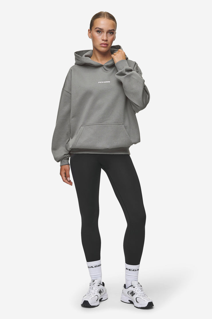Pegador Clarita Logo Oversized Hoodie Washed Deep Grey White Gum Bestseller