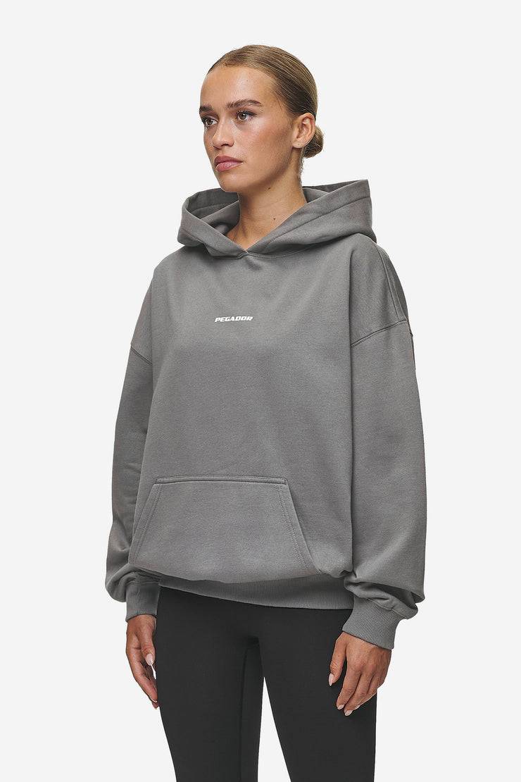 Pegador Clarita Logo Oversized Hoodie Washed Deep Grey White Gum Bestseller