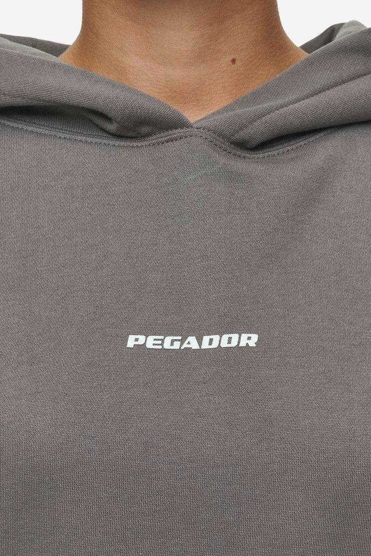 Pegador Clarita Logo Oversized Hoodie Washed Deep Grey White Gum Bestseller