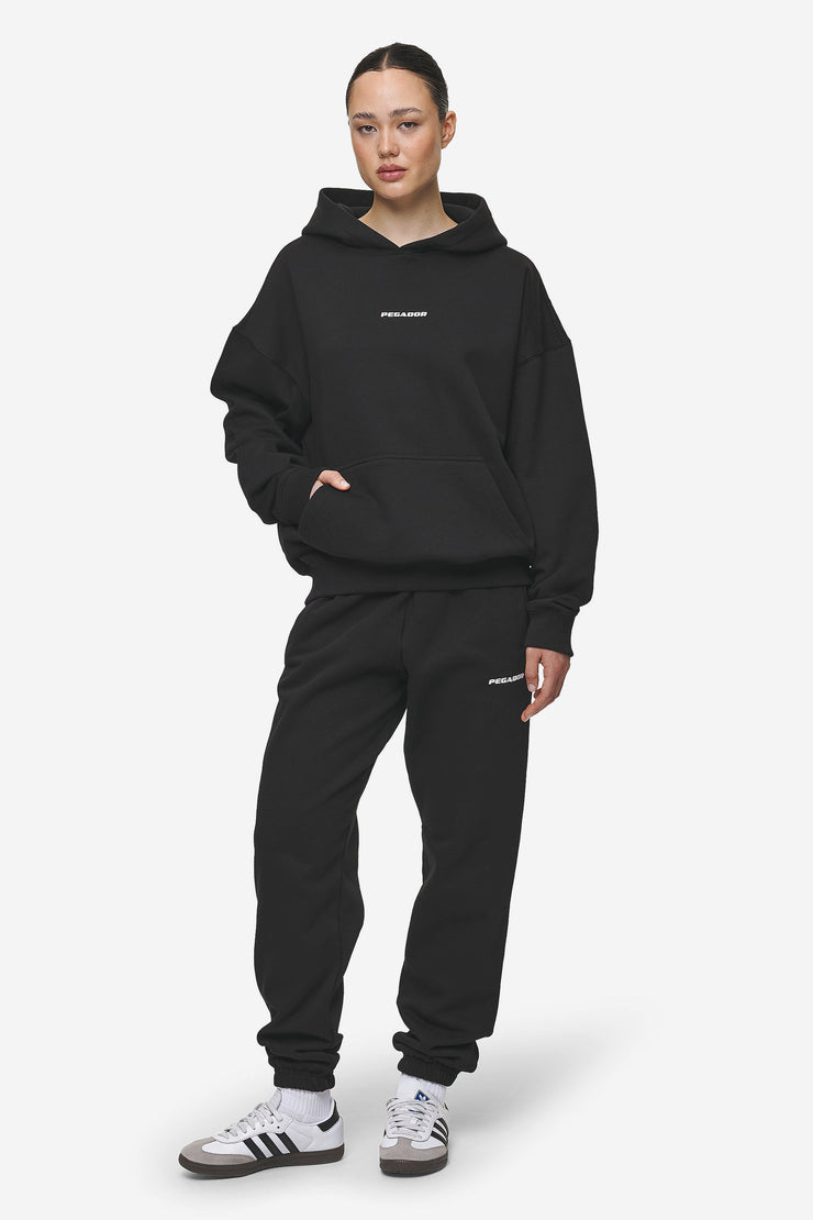 Pegador Clarita Logo Oversized Hoodie Black White Gum Riesige Ersparnisse