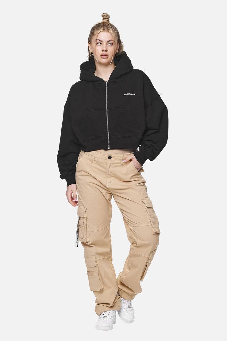 Pegador Marla Cropped Zip Hoodie Black White Gum Super Sparpreis