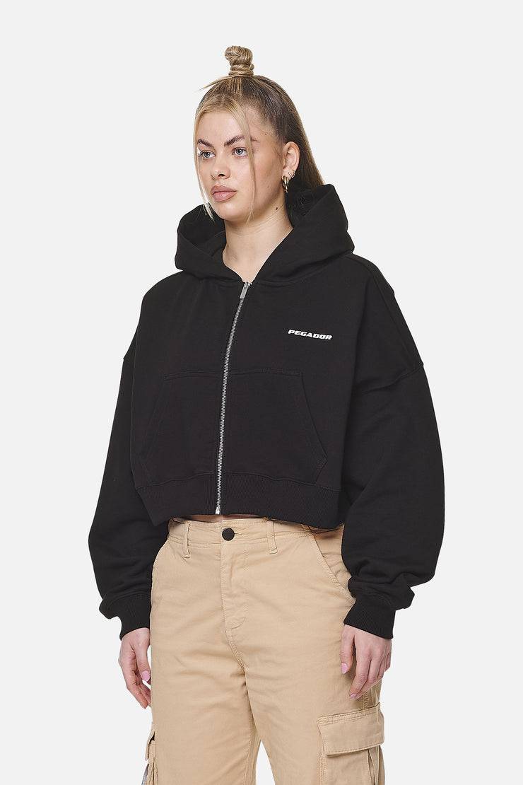 Pegador Marla Cropped Zip Hoodie Black White Gum Super Sparpreis