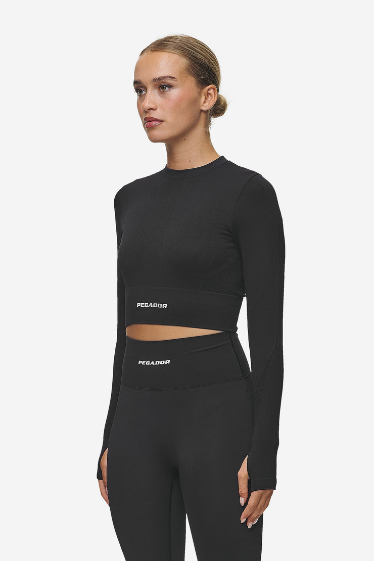 Pegador Telly Rib Longsleeve Washed Black Neueste Stile