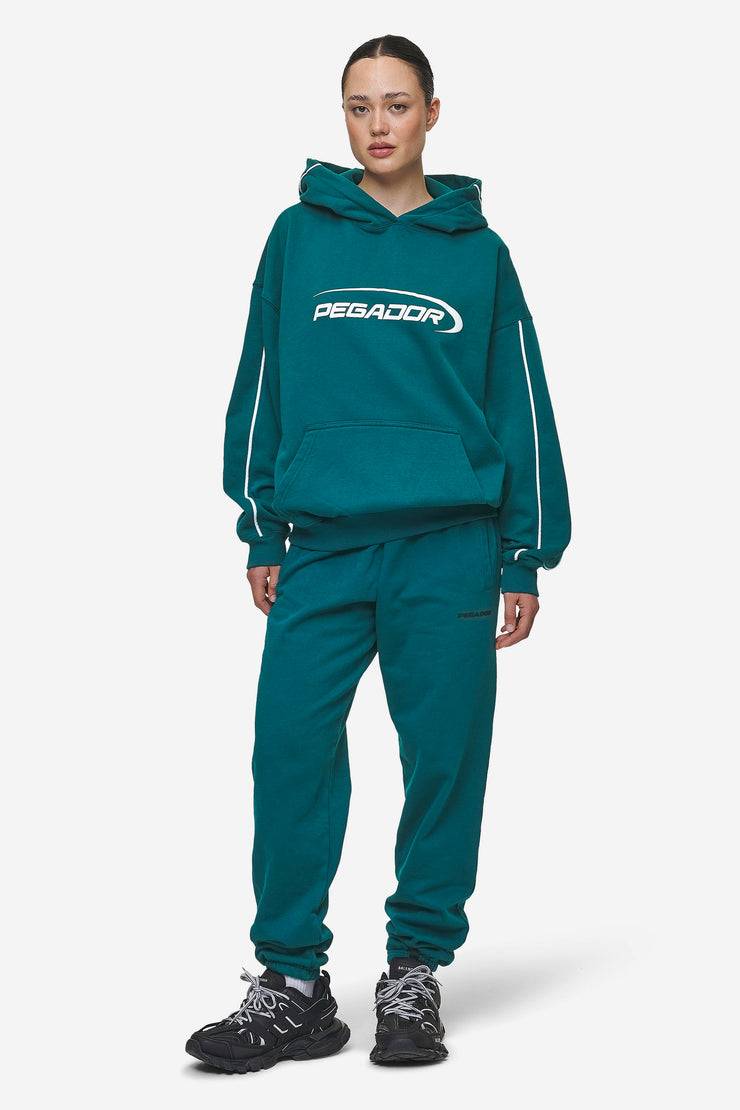 Pegador Villa High Waisted Sweat Pants Washed Urban Turquoise Black Gum Vierteljährliche Förderung