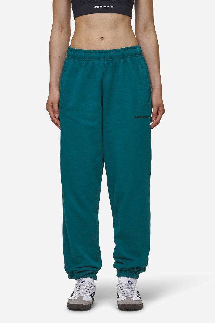 Pegador Villa High Waisted Sweat Pants Washed Urban Turquoise Black Gum Vierteljährliche Förderung